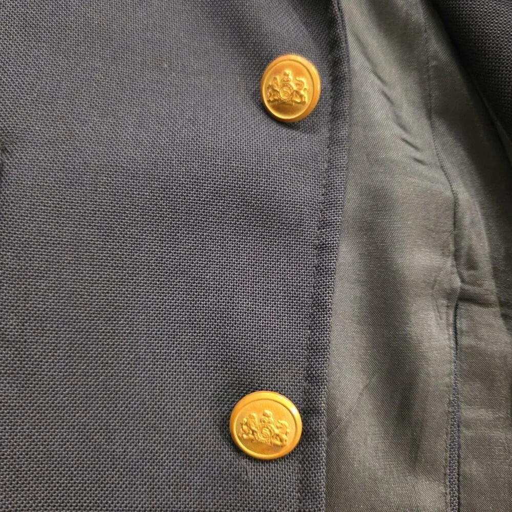 Vintage Stafford‎ Blazer Navy Blue Gold 2-Button Jacket Sport Coat USA Mens 40L